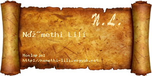 Némethi Lili névjegykártya